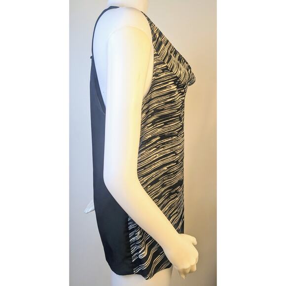 Calvin Klein Sleeveless Blouse Large Draped Neck Black Gray Flowy Career Dressy - Picture 4 of 9